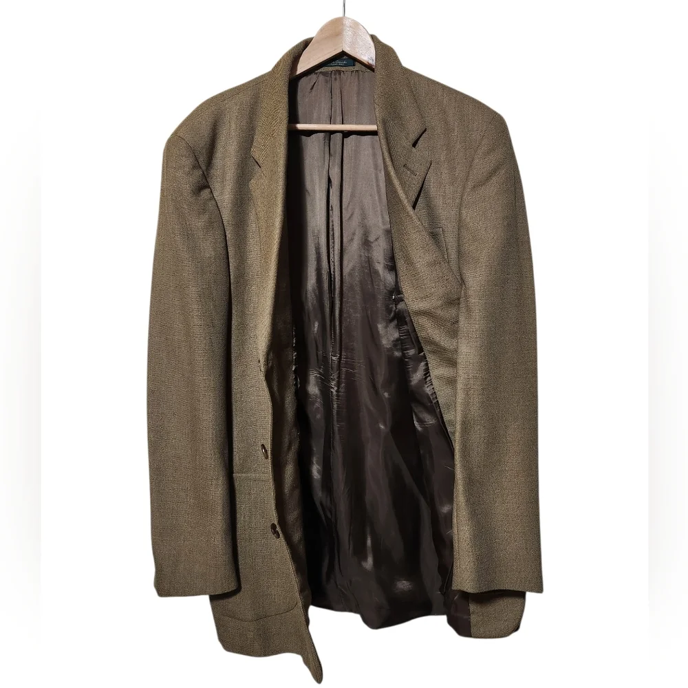 Vintage Kasper 100% Wool Tan Sport Coat Blazer Men's 42L